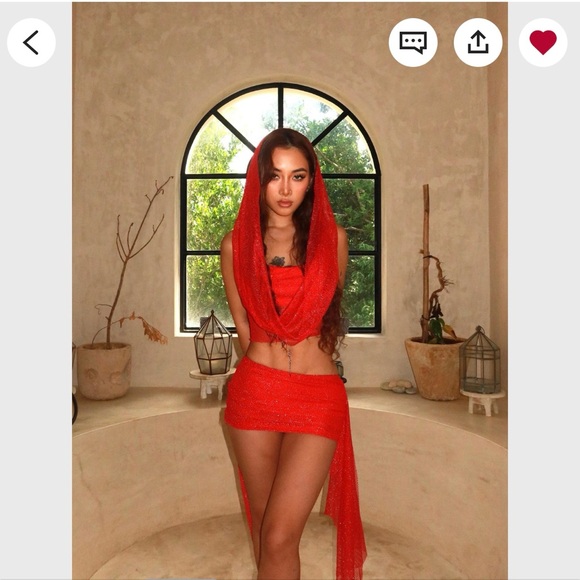 Red Sheer Two-Piece Set - Picture 2 of 3